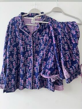 munki munki Purple & White Striped Shirt with Monkey Tag